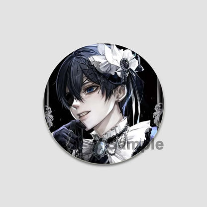 58MM Cartoon Comics Black Butler Creative DIY Badge Tinplate Plastic Pins Button Brooches for Backpack Accessories Jewelry Gifts