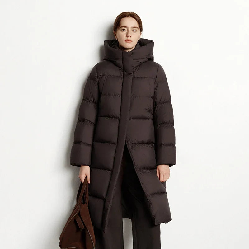 Semir Long Down Jacket Women Waterproof Hooded Coat 2025 Winter New Loose Girls' Jacket Multi-Color Thicken Windbrake Down Coat