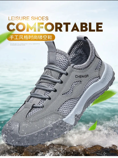 Oulylan Men's Summer Breathable Hollow Mesh Wading Shoes 2026 Outdoor Hiking Climbing Non-Slip Sport Sneakers Size 39-44