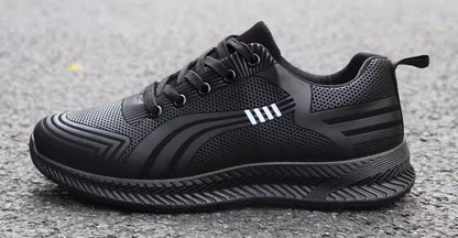 Waterproof Men's Sneakers Casual Running Shoes Soft Bottom Black Leather Sports Shoes