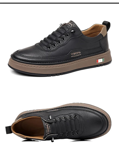 New Large Size 38-48 Leather Men's Sneakers Fashion Casual Men's Platform Sneakers Spring Autumn Designer Board Shoes Man