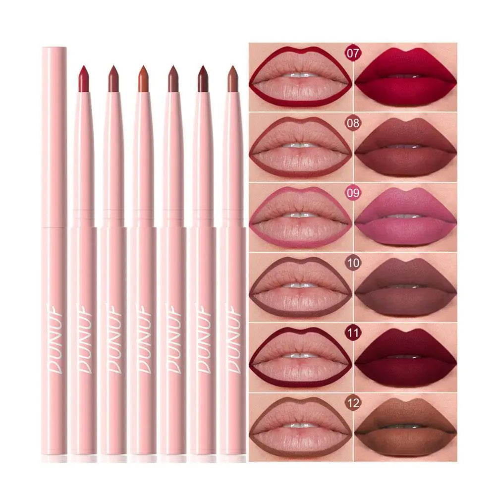 6Pcs Velvet Matte Lip Liner Pencil Set High Pigment Smooth Silky Texture Easy to Color & Define Lip Contours Daily Lip Makeup
