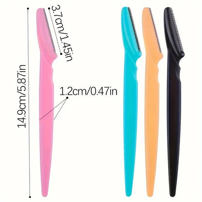 3Pcs Women Eyebrow Razor Stainless Steel Curved Blade Portable Household Facial Grooming Accessory