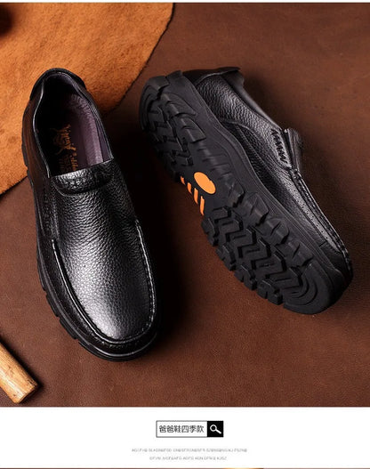 Autumn Genuine Leather Men's Casual Business Leather Shoes Lightweight Breathable Anti Slip Casual Leather Shoes Men Shoes