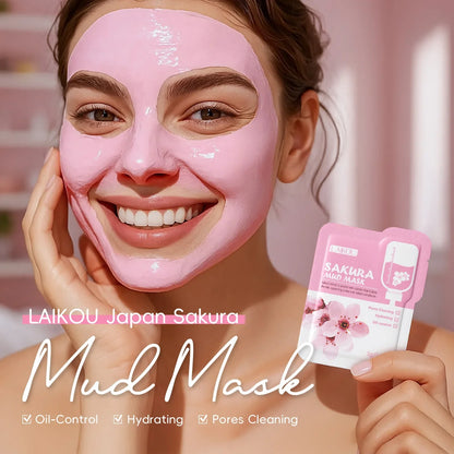 LAIKOU Japan Sakura Clay Mud Mask Hydrating Gentle Cleansing Refreshing Oil Balancing Daily Facial Skin Care Mask 5g