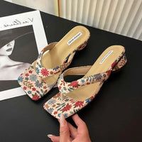 Summer Clip Toe Women Slippes New 2025 Fashion Elegant Wedges Heel Slides Shoes Ladies Casual Outdoor Beach Flip Flops Sandalias