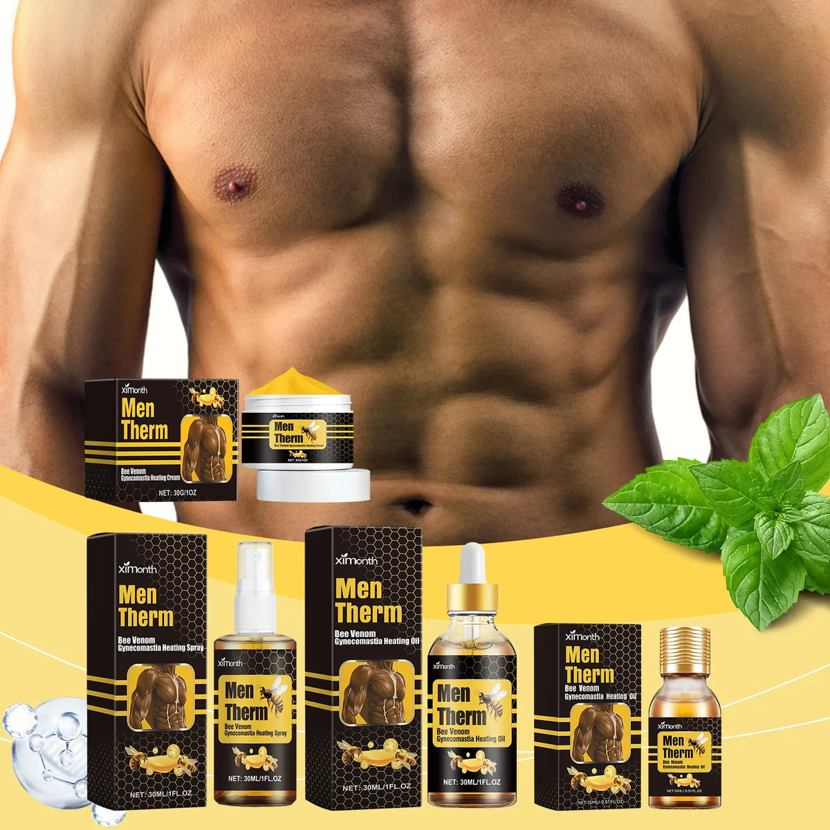 15ml Men's Bee Male Breast Warming Oil Chest Firming Massage Serum Chest Firming Oil Skin Care