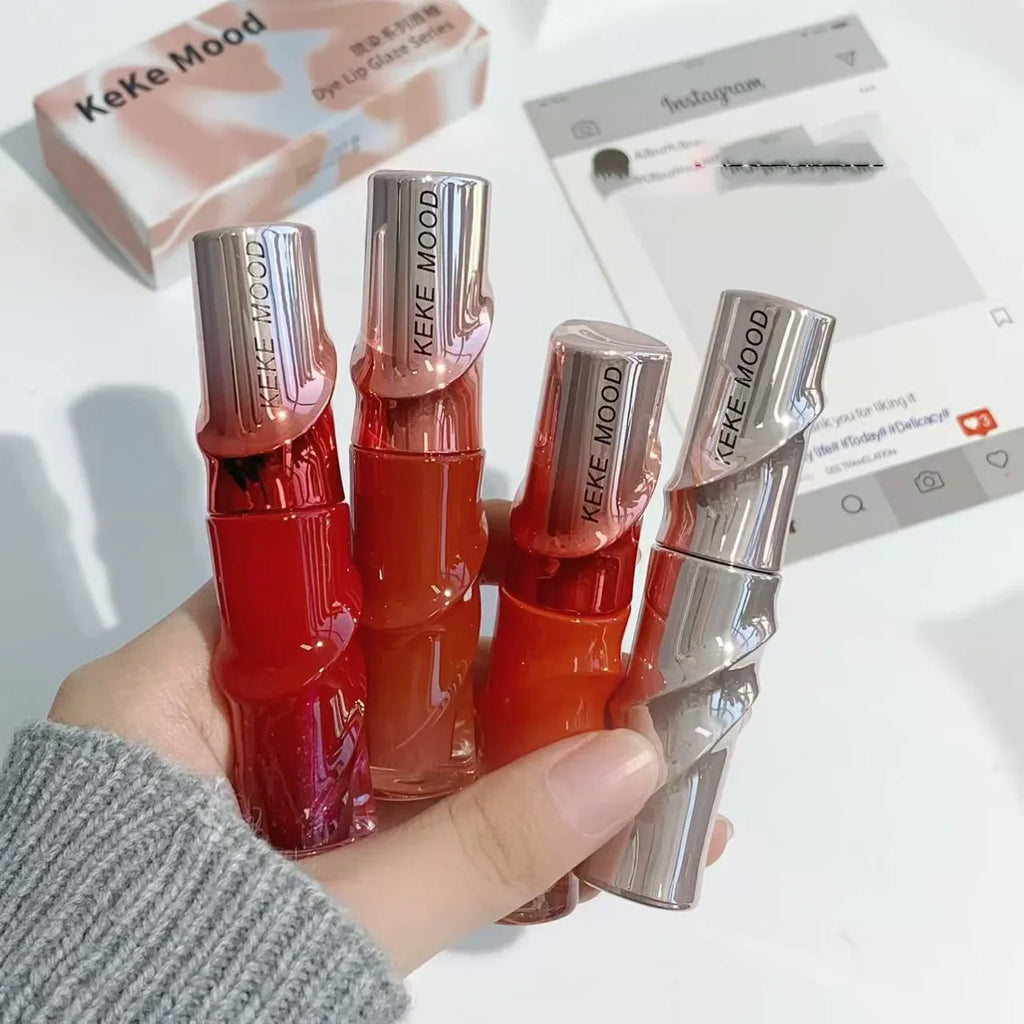 Crystal Nude Gray Glossy Lip Stain Mirror Korean Lip Glaze Sheer Nude Glitter Lip Tint Watery Shine Plumping Lipgloss Cosmetics