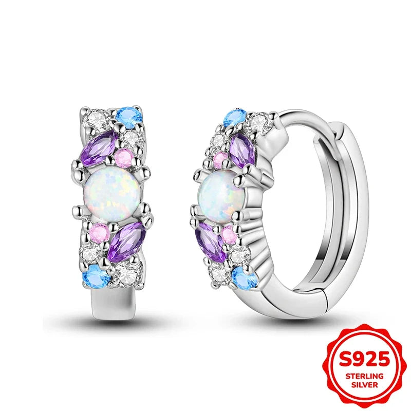 Original 925 Sterling Silver Blue Zirconium Butterfly Earrings Colored Hoop Earring Women Female Party Fine Earring Jewelry Gift