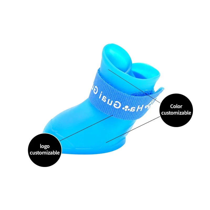 Pet silicone rain shoes anti-dirty non-slip waterproof dog shoes soft bottom footwear small dogs cats teddy Shoes