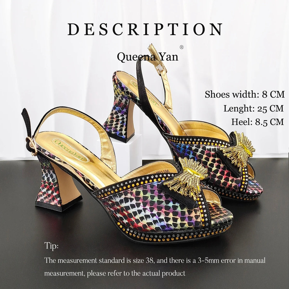 QueenaYan 2026 New Italian Pumps and Bag To Party  INS Style Open-Toe Rhinestone Elegant High Heels for Women Party