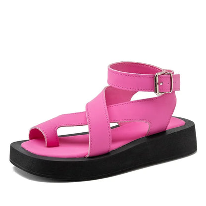 AIYUQI Sandals Women Genuine Leather 2026 Summer New Clip Toe Sandals Ladies Roman Women Shoes Muffin Sandals WHS MTO