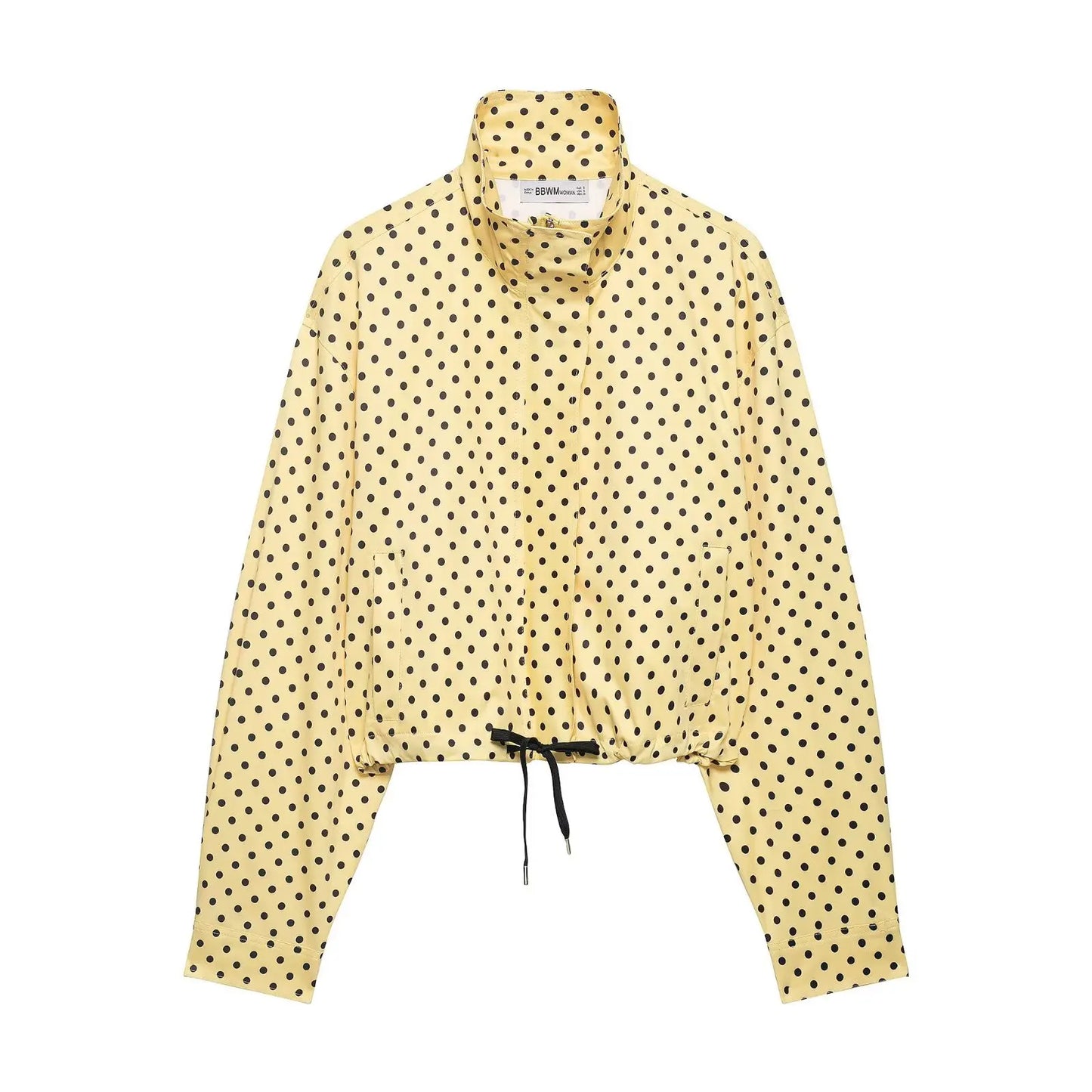 TARUXY Fashion Polka Dot Print Jacket Coat Women's Stand Collar Long Sleeved Workwear Coat Ins Hot Short Casual Female Jackets