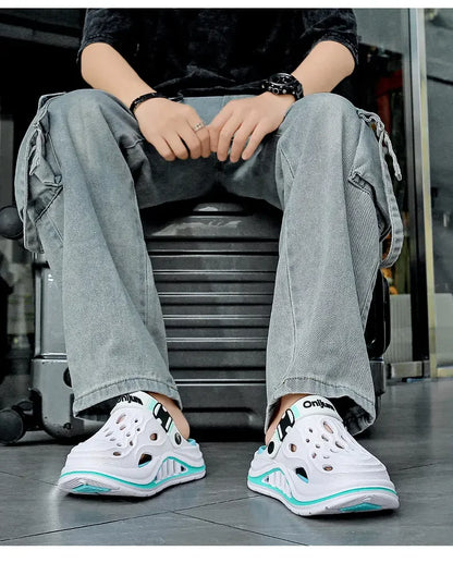 2026 New Men's Holes oes Summer Thi Bot Anti-Slip Driving Beach Slippers Spor Casual EVA Injection Moulding Footwear