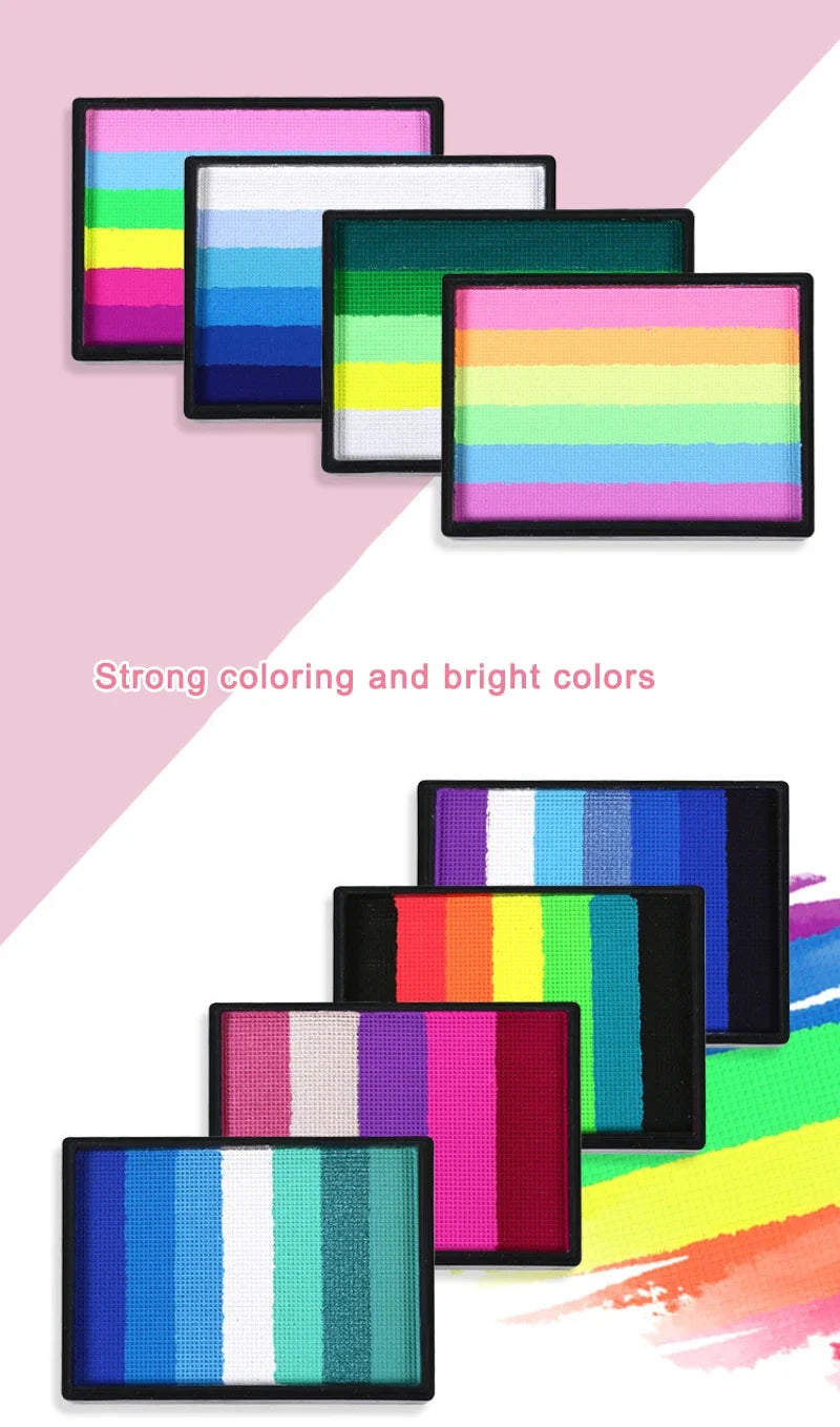 50g Facial and Body Paint Palette,Non-Toxic Rainbow Water-Soluble Body Paint for Rainbow Festival,Cosplay,Party,Art,Stage Makeup