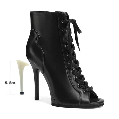 Genuine leather Customizable boots European Style Sexy Thin High Heel Jazz Dance Sandal for Women Open Toe Ladies Dancing Shoes