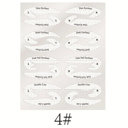 4 Sheets Quick Stencils Eyeliner Eye Makeup Shaping Auxiliary Stickers Eyeshadow Eyebrows Styling Drawing Template Guide Card