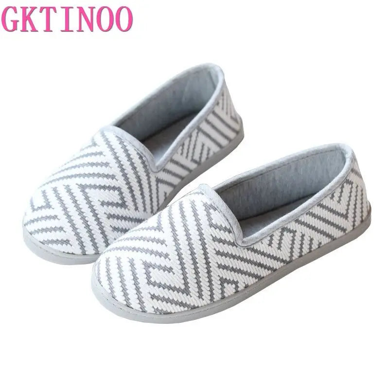 New 2026 Spring Autumn At Home Thermal Anti-Skid Slippers Women's Knitted Indoor Slippers Soft Outsole House Shoes
