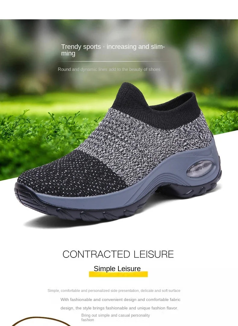 Women Sneakers Summer Fashion Black Sports Casual Shoes Breathable Mesh Lightweight Air Cushion Non-Slip Running Shoe Zapatillas