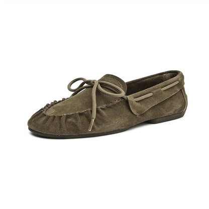 AIYUQI 2026 New Women's Flats Shoes Hand-sewn Pleats Women Loafers Large Size Casual Leather Female Shoes