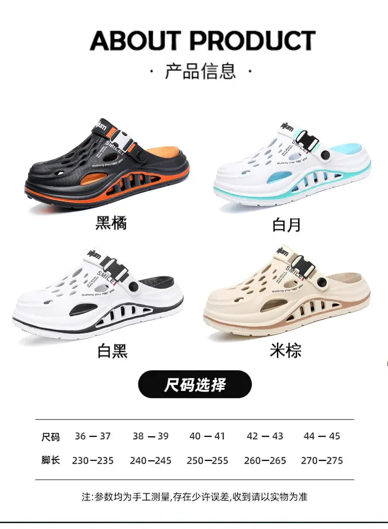 2026 New Men's Holes oes Summer Thi Bot Anti-Slip Driving Beach Slippers Spor Casual EVA Injection Moulding Footwear