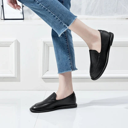 AIYUQI Loafers Women 2026 New Spring Round Toe One Foot Slip-on Shoes Women Genuine Leather Soft Flats Shoes Women