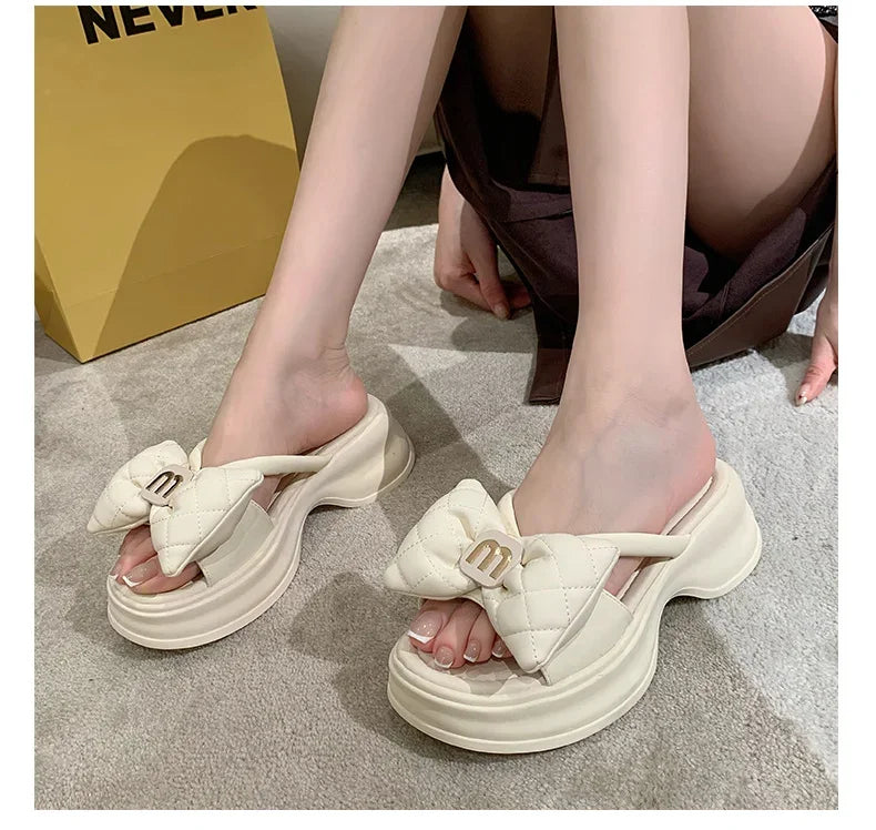 2024 summer New Fashion Women Shoes Slippers Comfortable Platform Shoe High Heels Leisure flower outdoor beach Slipper Women
