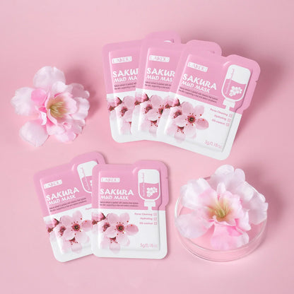LAIKOU Japan Sakura Clay Mud Mask Hydrating Gentle Cleansing Refreshing Oil Balancing Daily Facial Skin Care Mask 5g