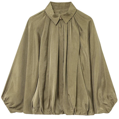 HXAO Women's Bomber Jacket Autumn New In Coats & Jackets Oversized Puff Long Sleeve Tops Ruffled Loose Outerwears Fashion Coats