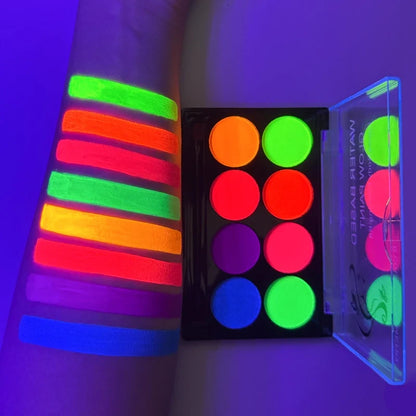 8 Colors Body Painting Palette for Tattoo Art UV Glow in The Dark Makeup Carnival Artist Cosplay Art Party Festival Cosmetics