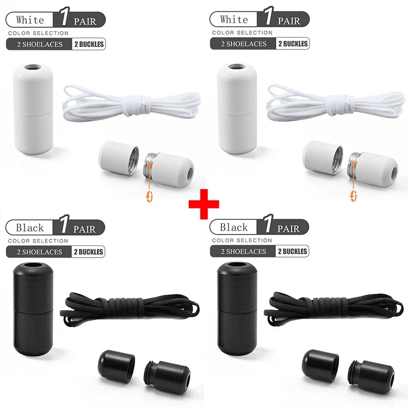 Elastic No Tie Shoelaces Semicircle Shoe Laces For Kids and Adult Sneakers Shoelace Quick Lazy Metal Lock Laces Shoe Strings