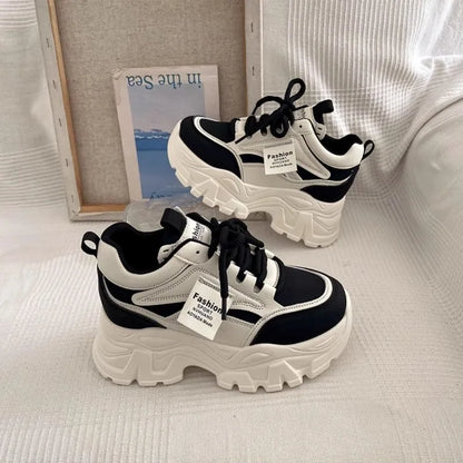 Platform Women Sneakers Autumn New Increased Wear-resistant Vulcanized Shoes Fashion Lace-up Women Casual Training Shoes Zapatos