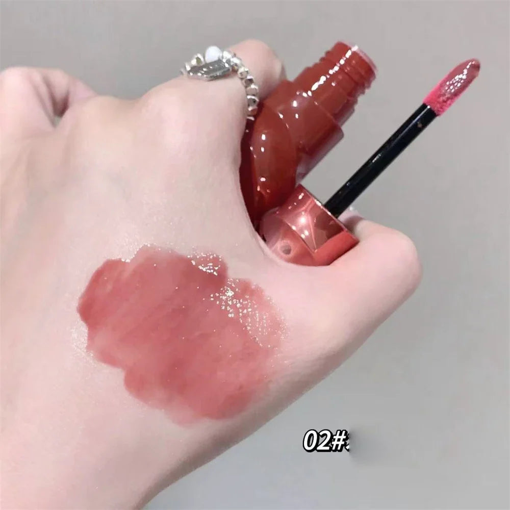 Crystal Nude Gray Glossy Lip Stain Mirror Korean Lip Glaze Sheer Nude Glitter Lip Tint Watery Shine Plumping Lipgloss Cosmetics
