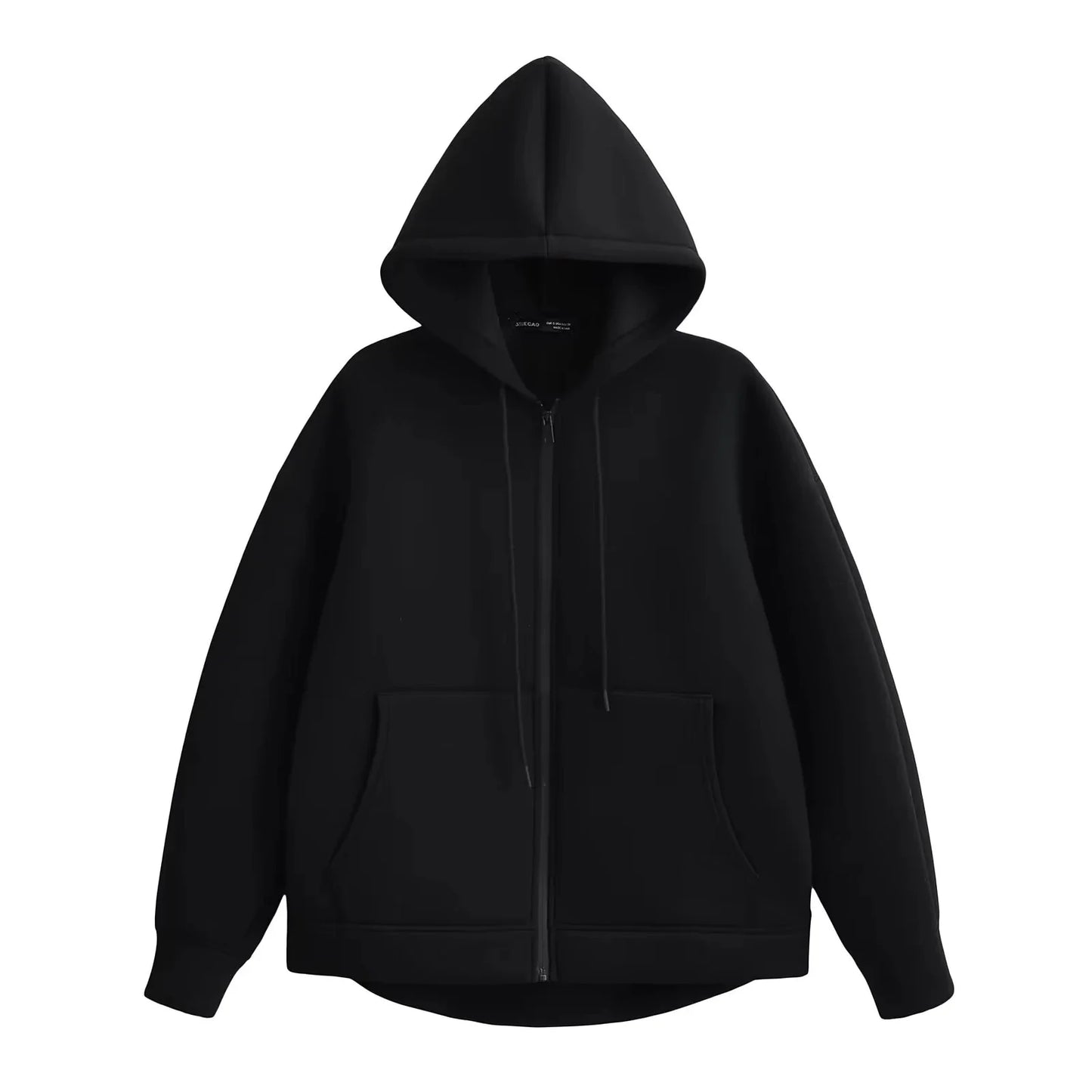 HH Autumn Women Casual Hooded Jacket Loose Oversize Zipper Hoodie Sweatshirts Solid Coat Office Lady Chic Outwear Tops