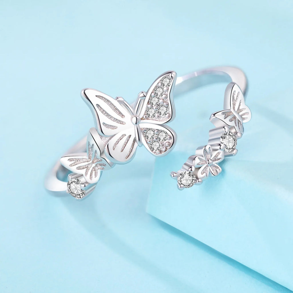 Original 925 Sterling Silver Open Ring Exquisite Panda Dolphin Adjustable Ring Original Daily Fine Jewelry Women Birthday Gifts