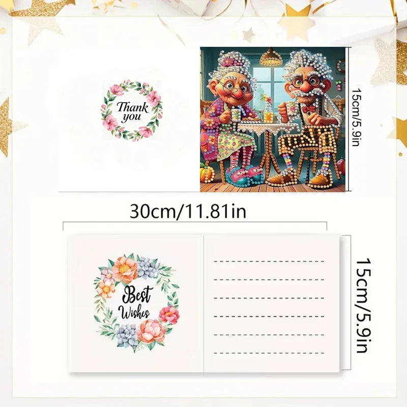 6-Piece/Set DIY Diamond Painting Kit Birthday Card Kit, Unique Flower Pattern Design, Rhinestone Diamond Painting Art Mosaic Pos