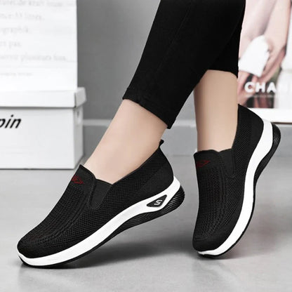 Women's Shoes Spring and Autumn New Mesh Breathable Casual Shoes Outdoor Lightweight Non-slip Wedge Heel Thick-soled Sneakers