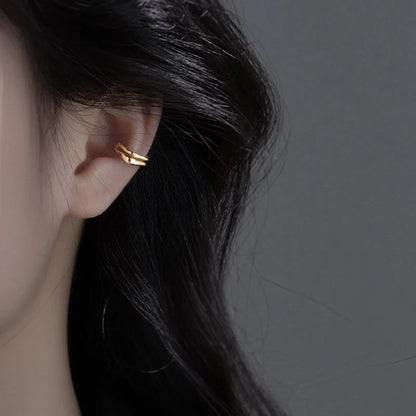 1Pc Ear Cuff Earrings Non-Piercing Double Layer Cuff Ear Clip Earring for Women Fake Cartilage Simple Y2K Jewelry 2025 New