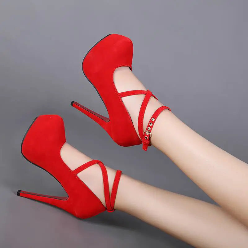 Sexy High Heels Ladies Stilettos Strappy Pumps Women's Sandals Summer Shoes Platform Heels Woman Ankle Strap Shoes