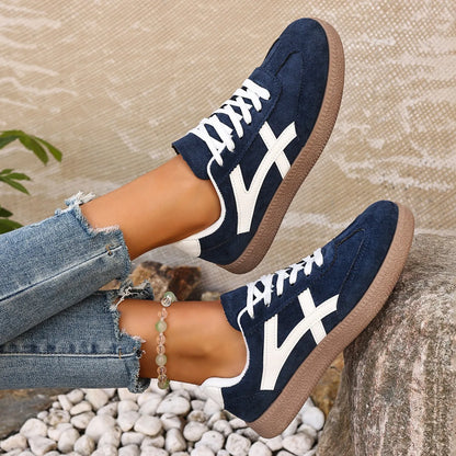 Women Sneakers 2026 Fashion Casual Flats Vulcanize Shoes Round Toe Lace Up Comfortable Flat Shoes for Women Zapatos De Mujer