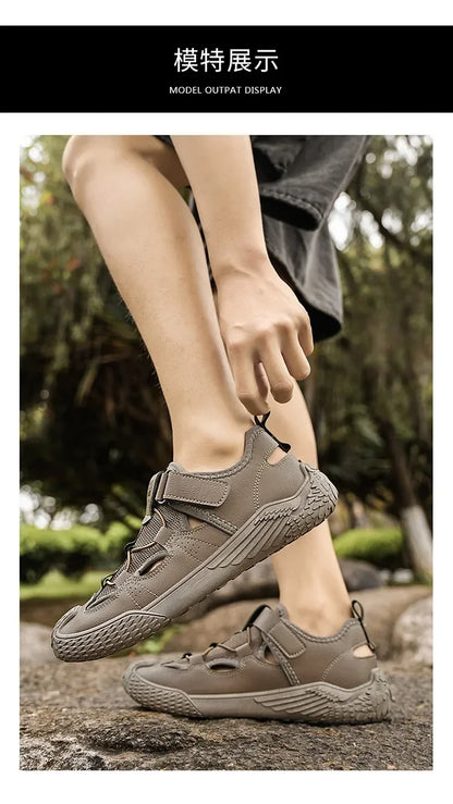 Large Size Sandals for Men, 2026 New Style, Trendy, Versatile, Casual Sports Sandals, Soft-Soled Hollow Beach Shoes for Men