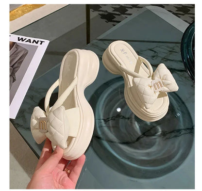 2024 summer New Fashion Women Shoes Slippers Comfortable Platform Shoe High Heels Leisure flower outdoor beach Slipper Women