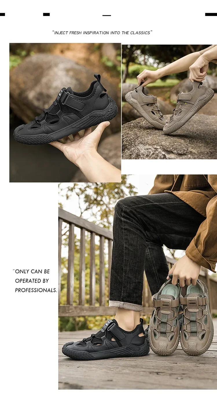 Large Size Sandals for Men, 2026 New Style, Trendy, Versatile, Casual Sports Sandals, Soft-Soled Hollow Beach Shoes for Men