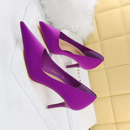 BIGTREE Shoes Satin Women Pumps 2025 New Purple High Heels Fashion Women Shoes Stiletto Luxury Noble Party Shoes Women Heels