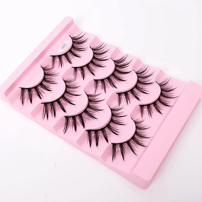 Yiernuo 1/5 Pairs Cosplay Anime Eyelashes Manga Lashes Dramatic Fairy Clusters Lashes Wet Look Lashes