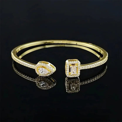 Trendy Snake Punk Pear Shape Silver Color on Hand Adjustable Open Bangle for Women Anniversary Gift Jewelry Wholesale S5214bb