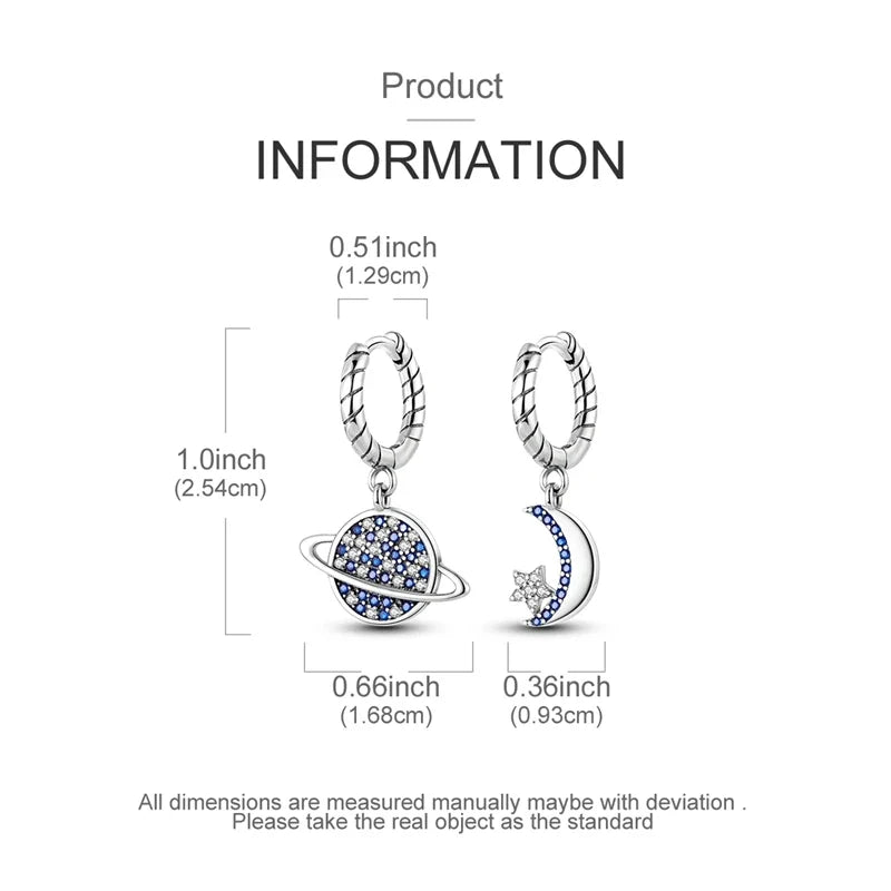 925 Sterling Silver Hoop Earring For Woman Night Sky Blue Purple Gemstone Original Earrings Fashion Jewelry Gift