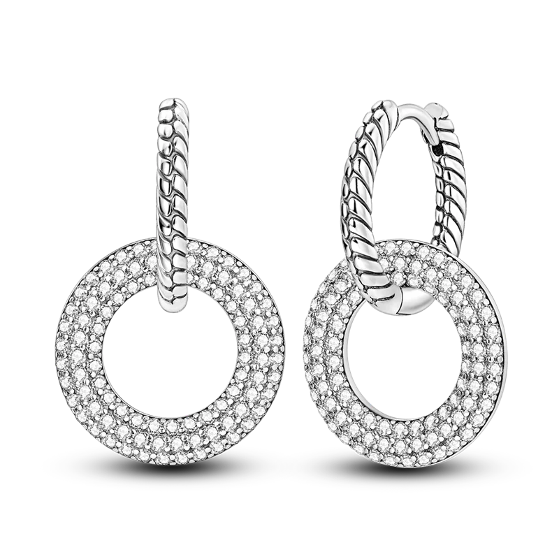 Genuine 925 Sterling Silver Love Feather Earrings Fit Original Charms Hoop For Women Girls Stud Earring Fine Jewelry Gifts
