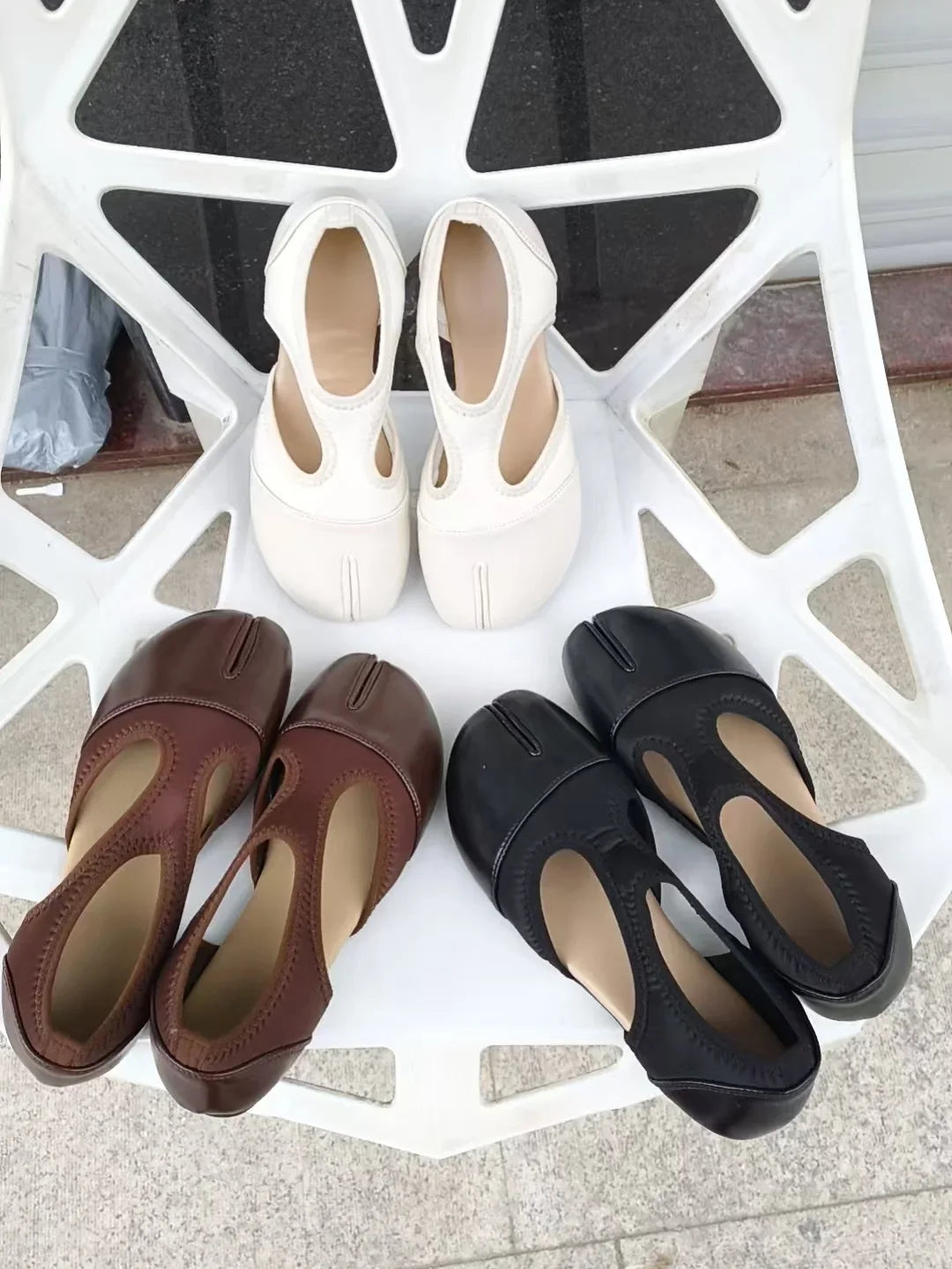 Women Brand Mary Janes Shoes Summer Split Toe Tabi Walking Sneakers Casual Splicing Loafers Designer Ballet Flats Shoes балет