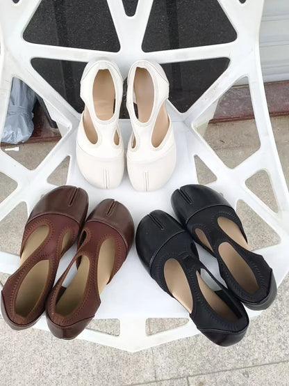 Women Brand Mary Janes Shoes Summer Split Toe Tabi Walking Sneakers Casual Splicing Loafers Designer Ballet Flats Shoes балет